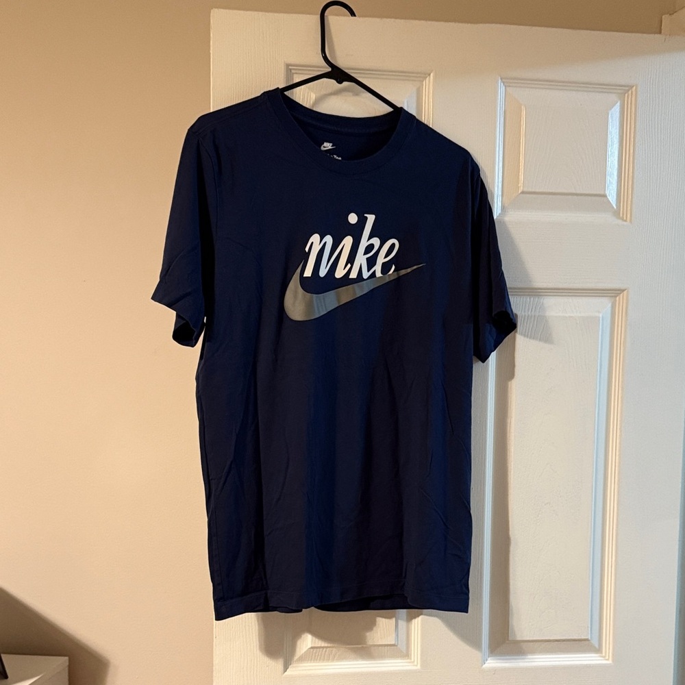Nike Men's Navy Tee with Silver Logo